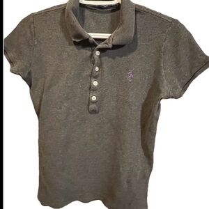 Ralph Lauren Heather Gray Polo with Purple Pony